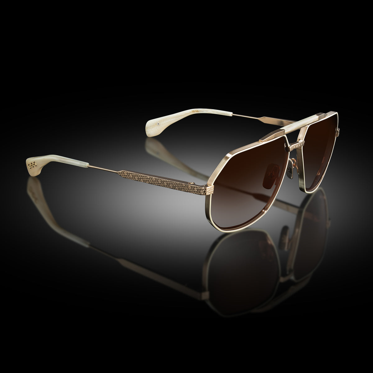 Model XII eyewear in White Gold and Marble by HOORSENBUHS®