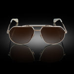 Model XII eyewear in White Gold and Marble, front view