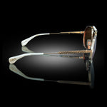 Model XII eyewear in White Gold and Marble, side view