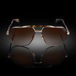 Model XII eyewear in Yellow Gold and Tokyo Tortoise, front view