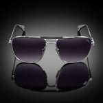Model XI eyewear in Shiny Silver and Black, front view