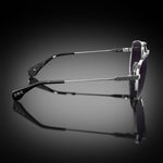 Model XI eyewear in Shiny Silver and Black, side view