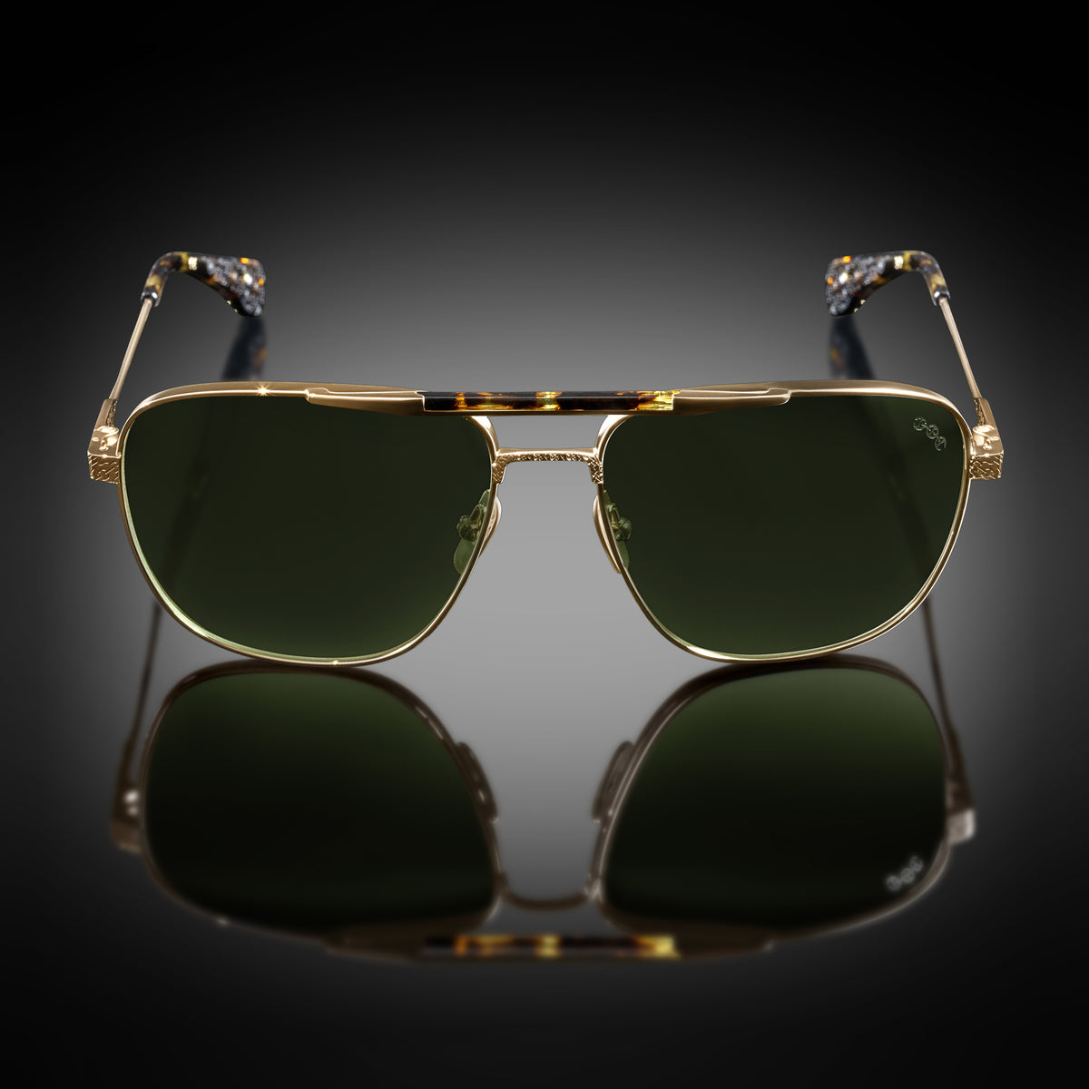 Model XI eyewear in Yellow Gold and Tokyo Tortoise, front view