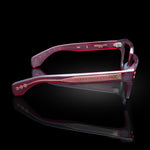 Model X eyewear in Matte Bordeaux, side view