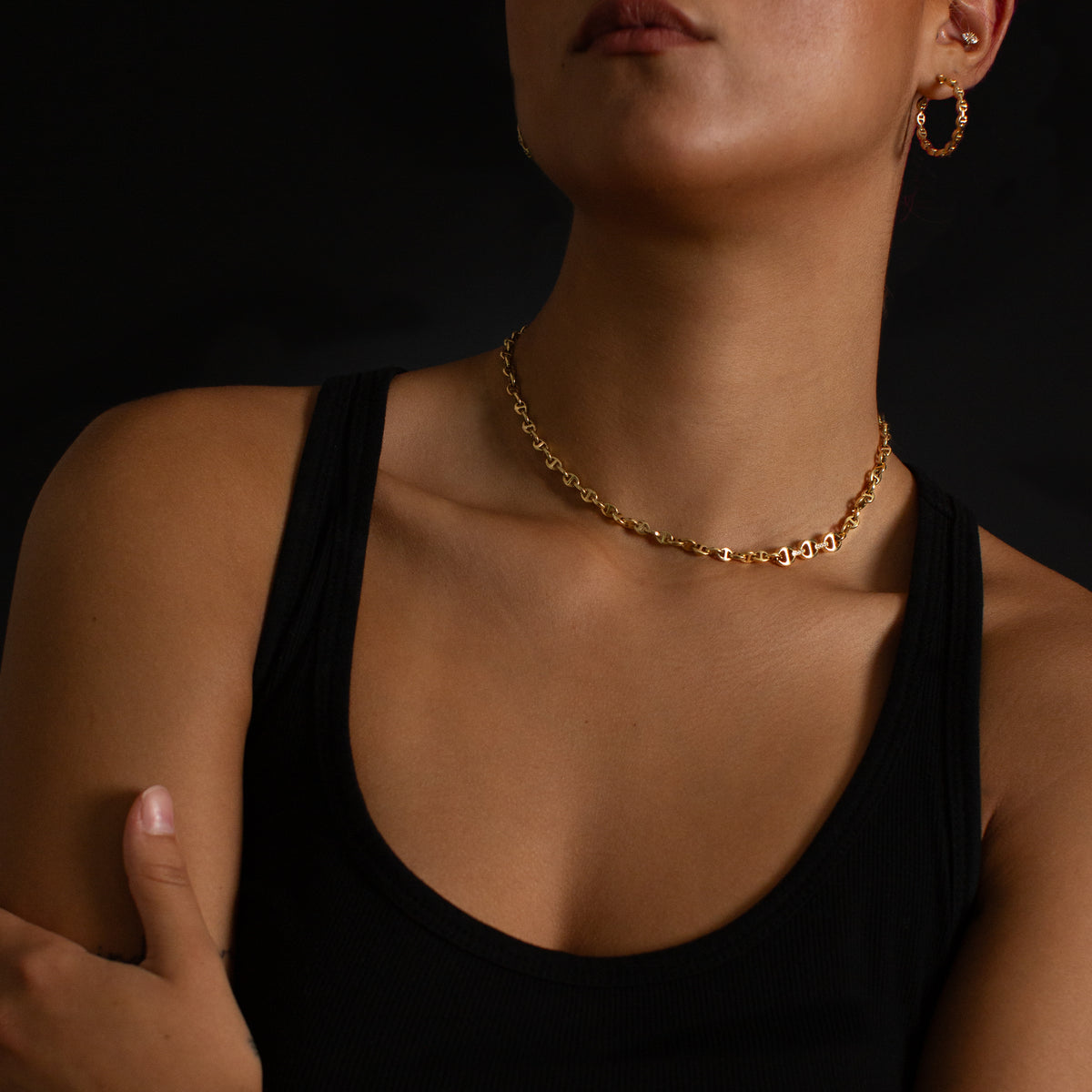 3mm Open-Link™ Necklace with Diamond Pendant - 16" in 18K gold