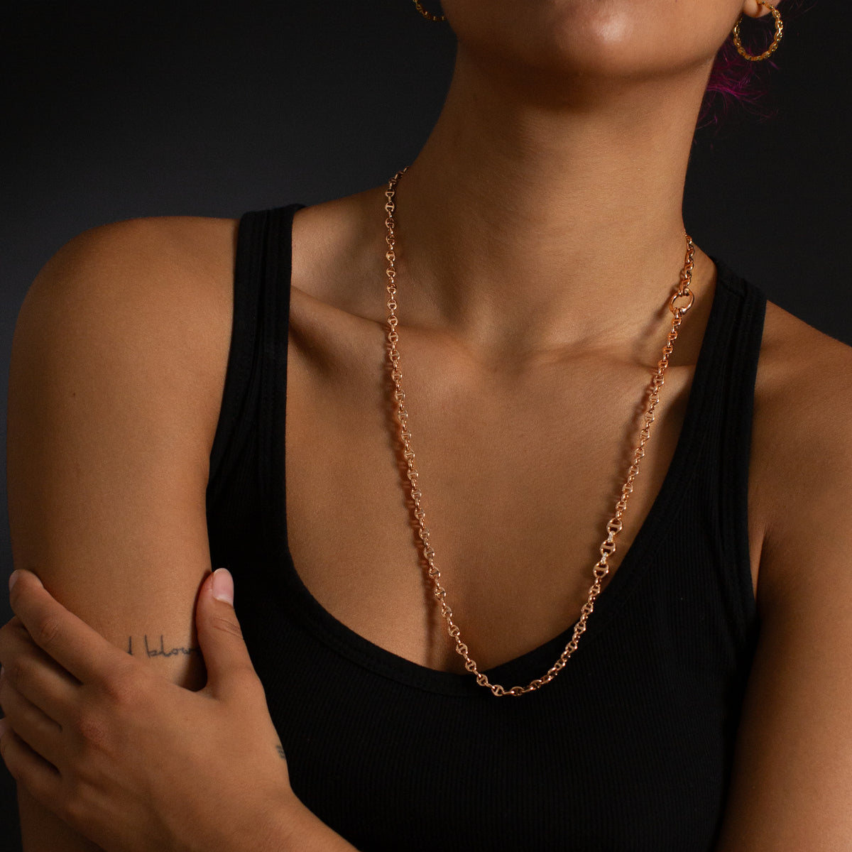 3mm Open-Link™ Necklace with Diamond Pendant - 30" in 18K gold