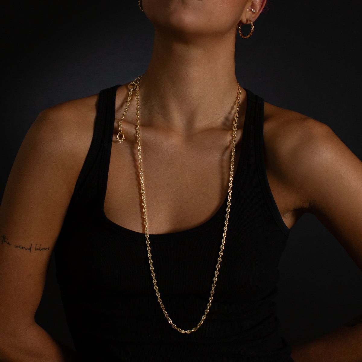 3mm Open-Link™ Necklace with Diamond Pendant - 42" in 18K gold