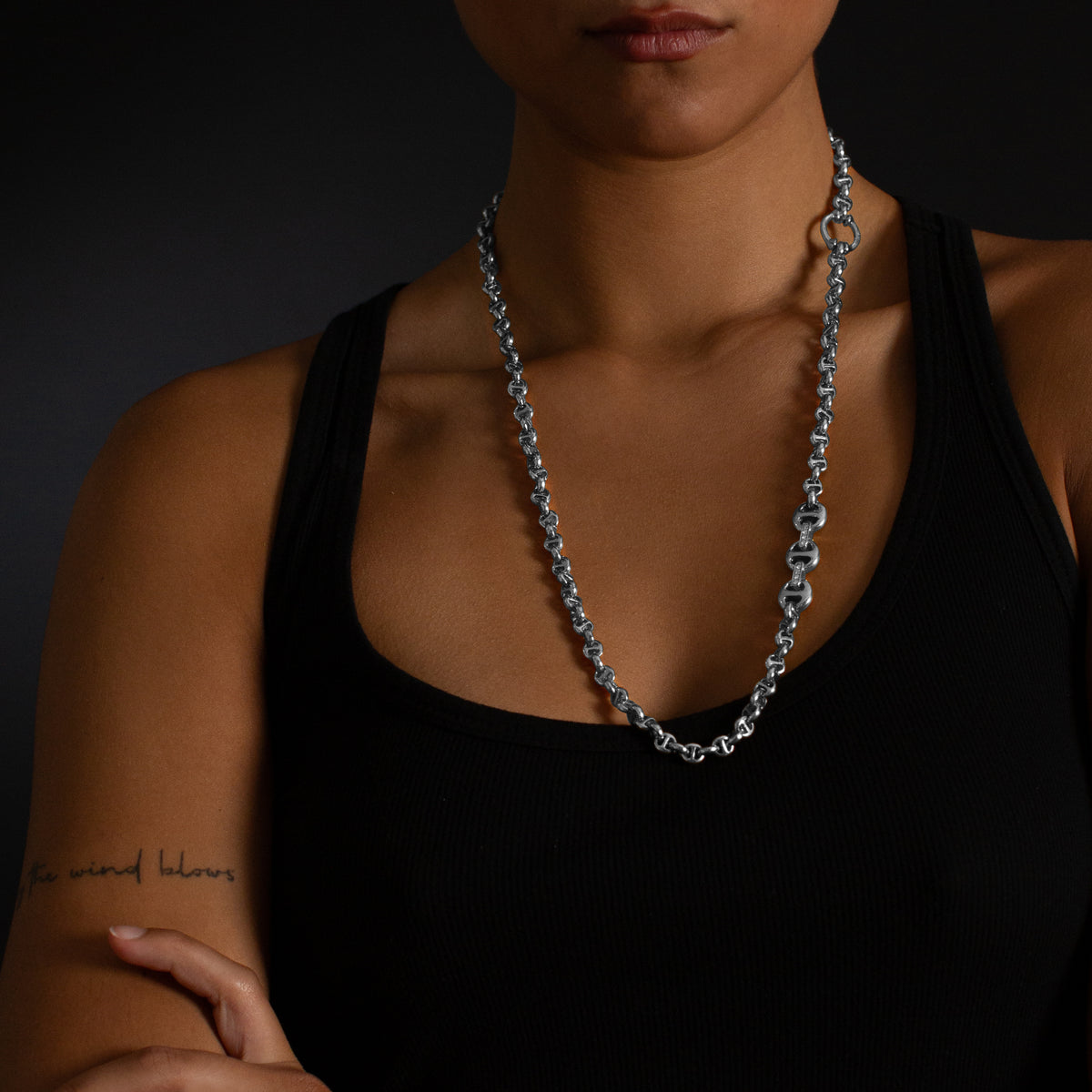 5mm Open-Link™ Necklace with Diamond Pendant - 26" in sterling silver