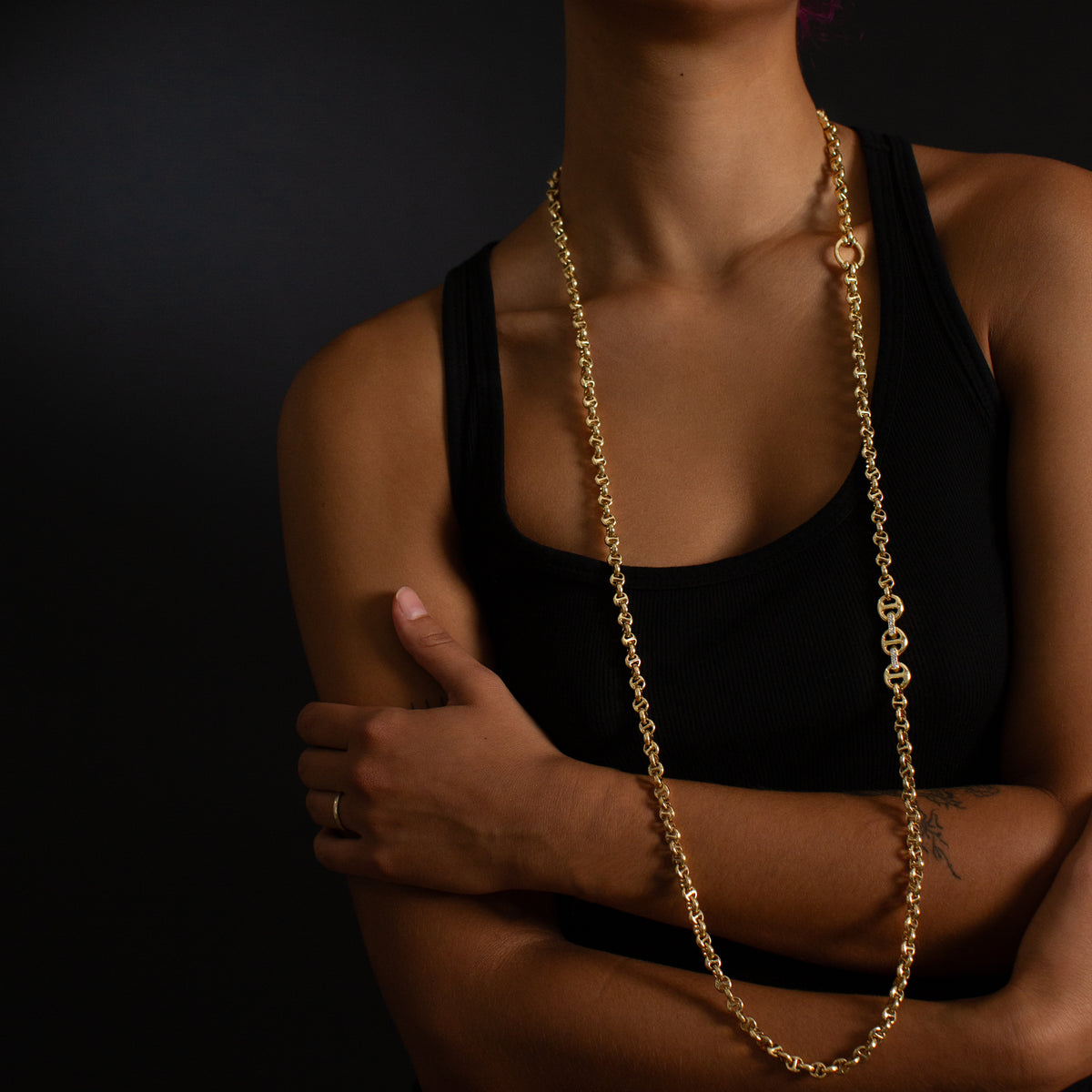 5mm Open-Link™ Necklace with Diamond Pendant - 42" in 18K gold