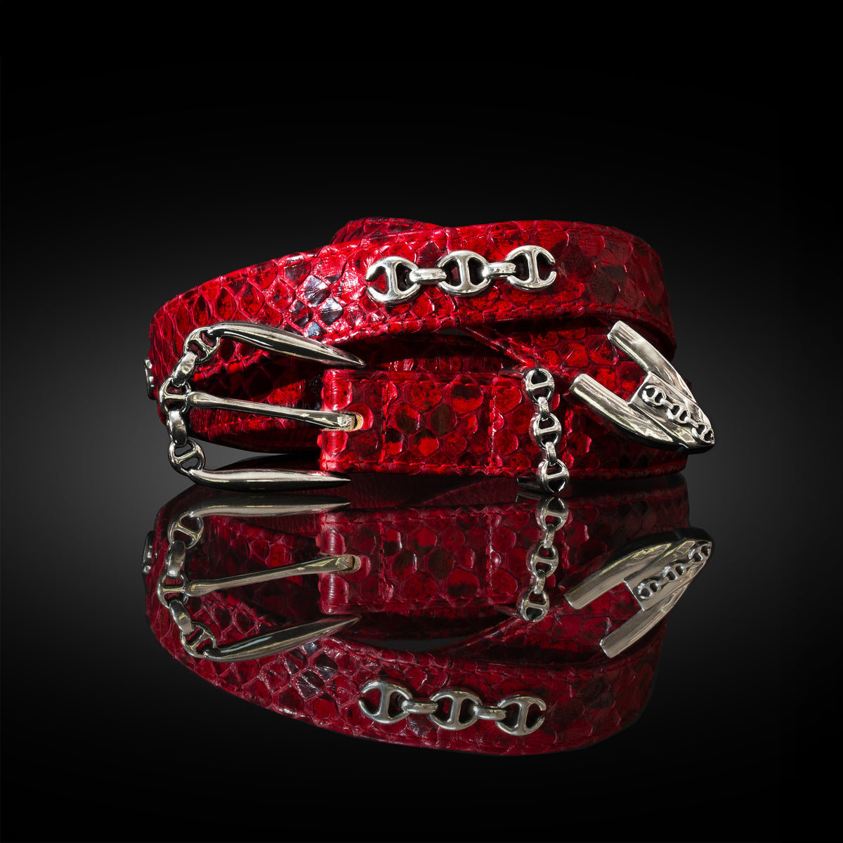 Red Snakeskin Western Belt by HOORSENBUHS®