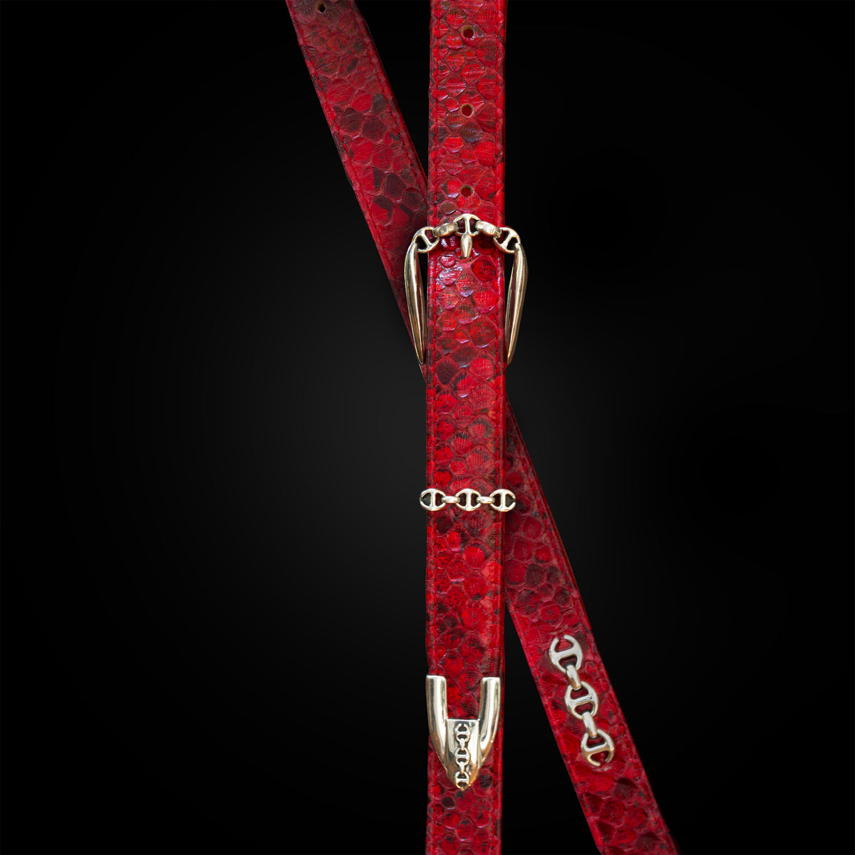 Red Snakeskin Western Belt