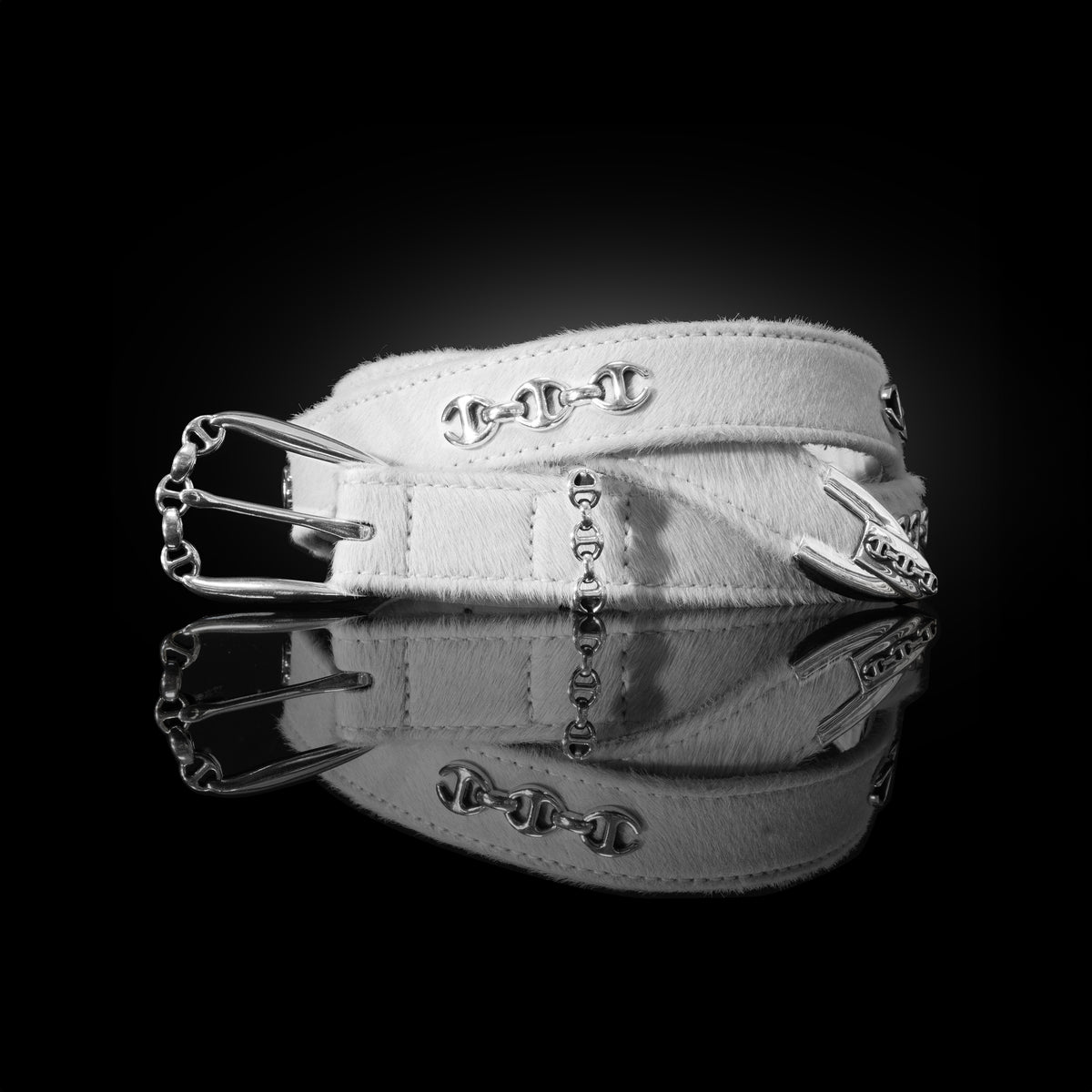 White Fur Western Belt by HOORSENBUHS®