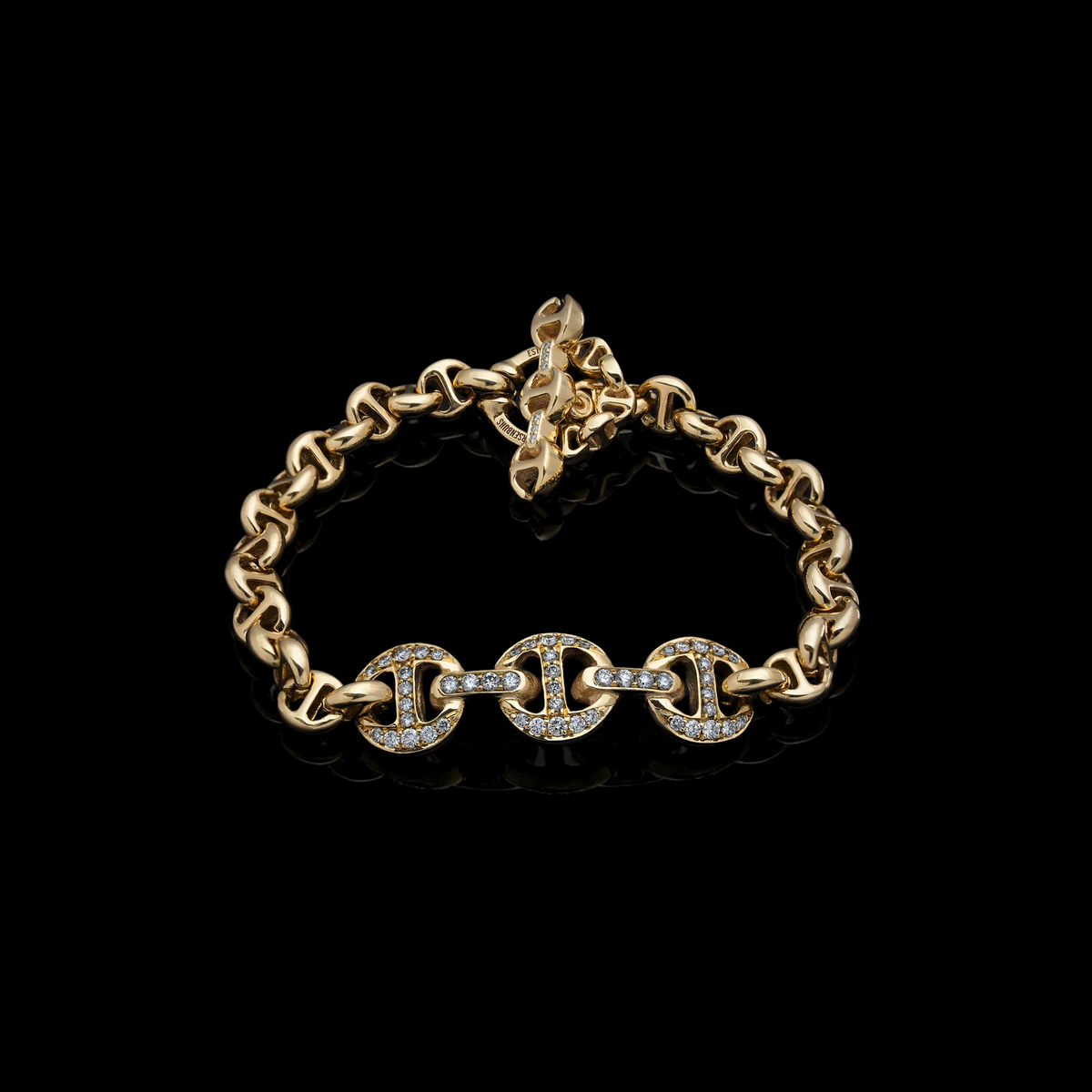 Antiquated Diamond ID Bracelet in 18K gold by HOORSENBUHS®