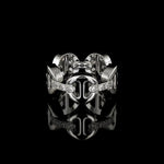 Classic Tri-Link with Diamond Bridges ring in 18K white gold