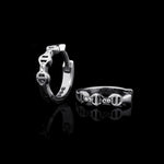 Huggie with Diamond Bridges earrings in 18K white gold, pair