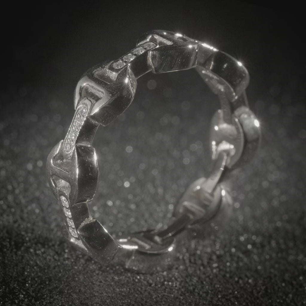 Dame Tri-Link with Diamond Bridges ring by HOORSENBUHS®, in motion, view 2