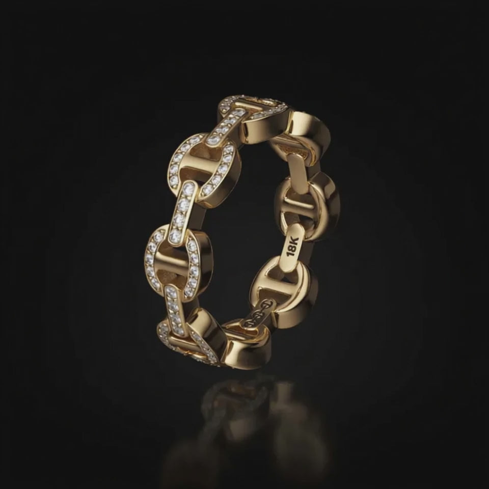Dame Tri-Link Antiquated ring by HOORSENBUHS®, in motion, view 3