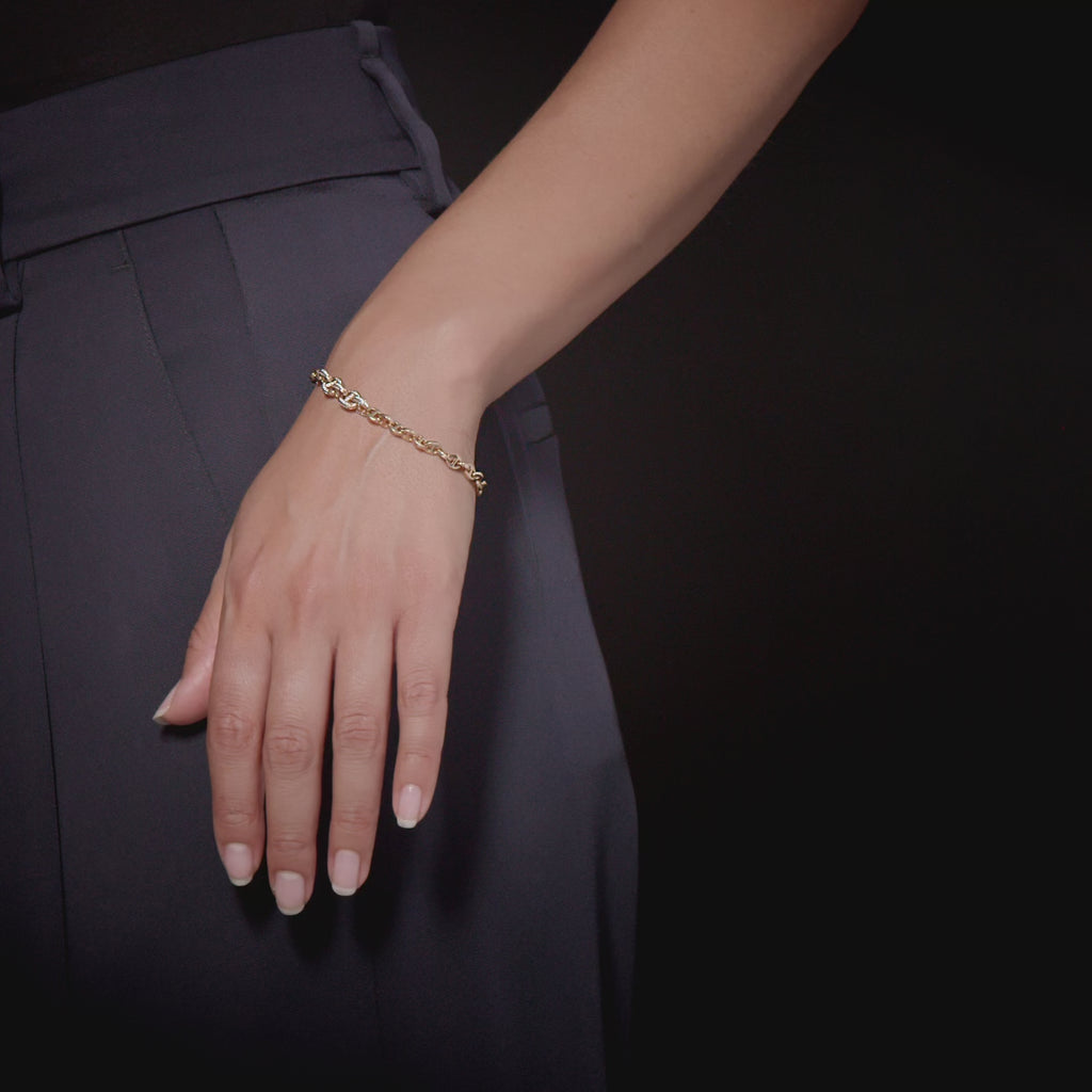 3mm Five Link Pave Bracelet by HOORSENBUHS®, in motion