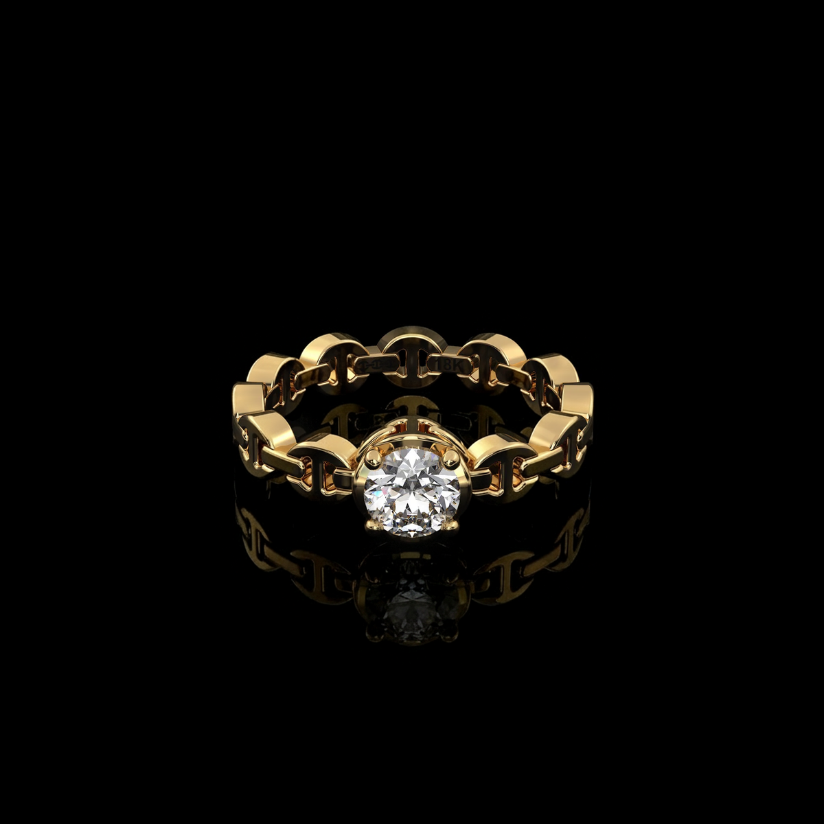 Micro II Single Solitaire with Diamond ring in 18K yellow gold by HOORSENBUHS®