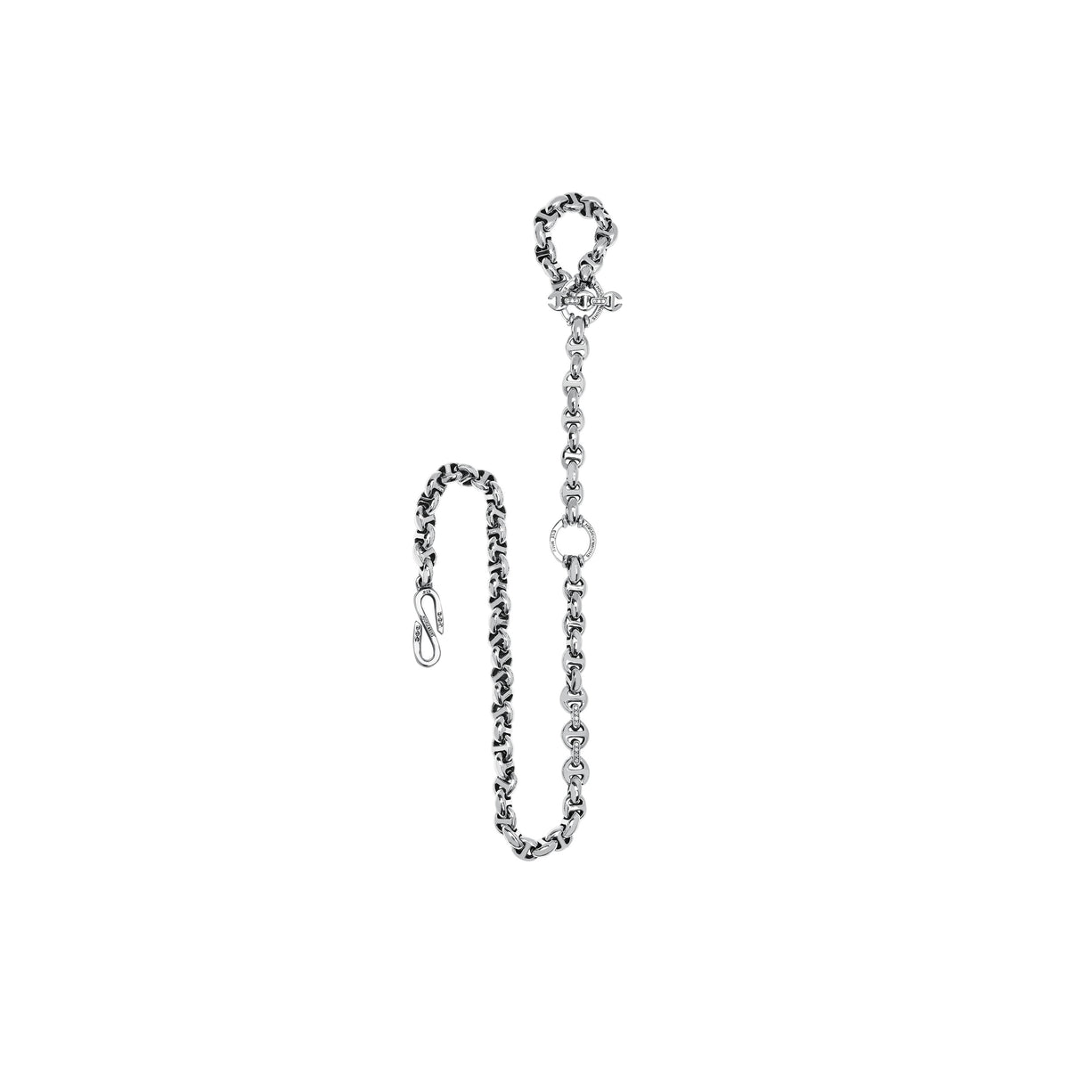 10mm Open-Link™ Wallet Chain with Diamond Pendant in sterling silver by HOORSENBUHS®
