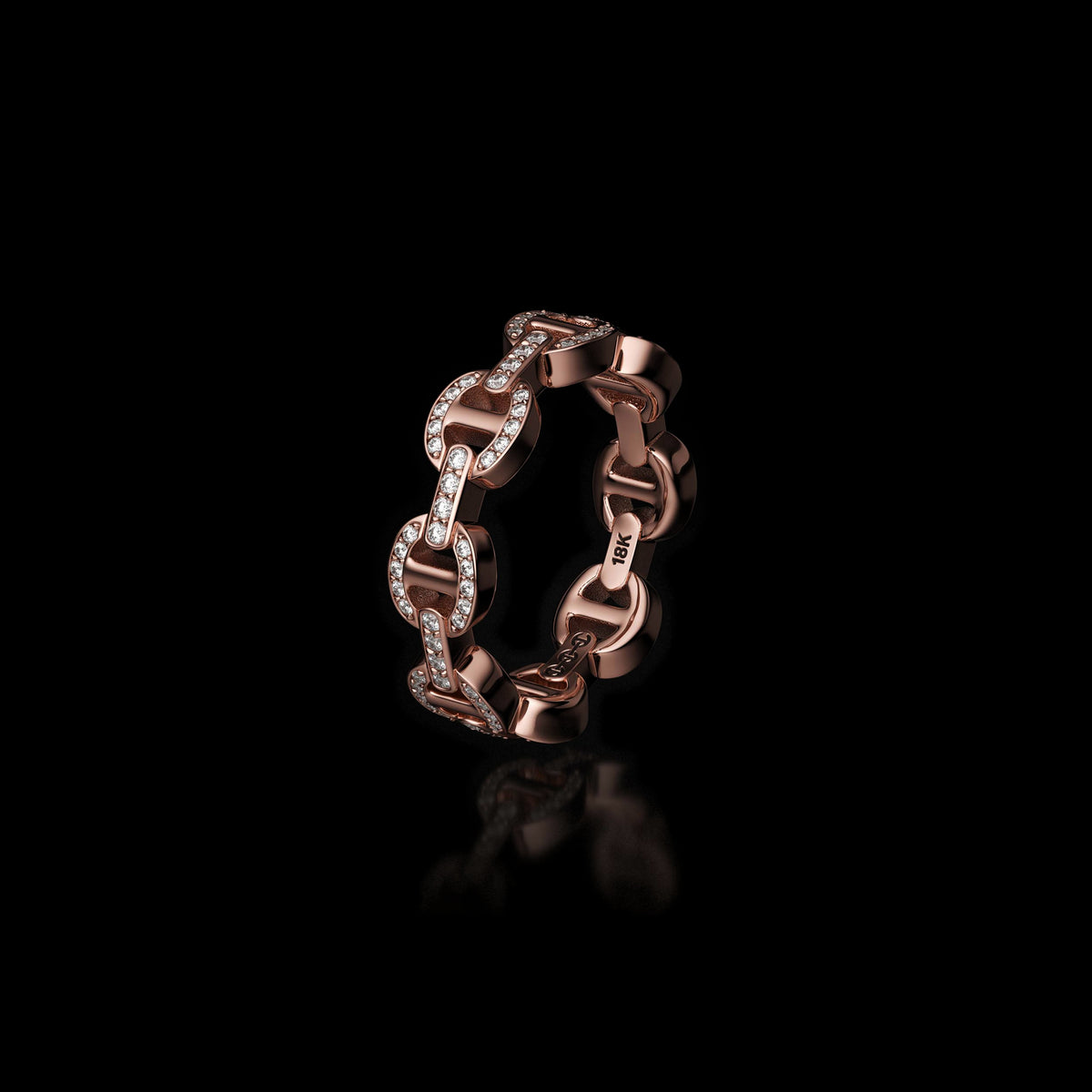 Dame Tri-Link Antiquated ring in 18K rose gold, upright view