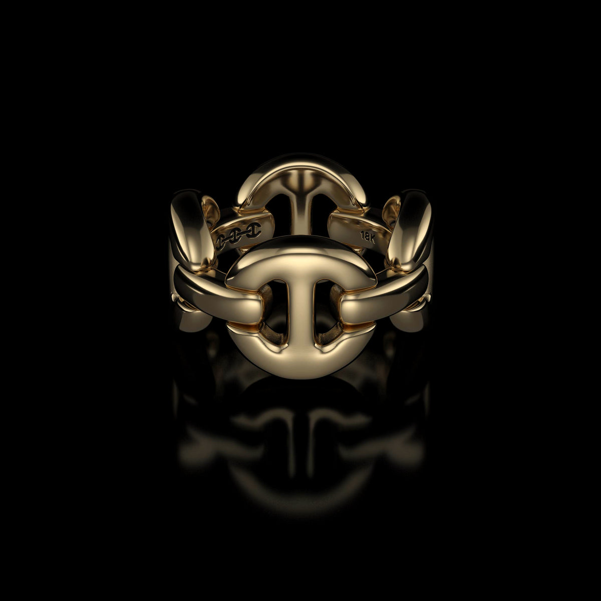 Quad Link ring in 18K yellow gold by HOORSENBUHS®