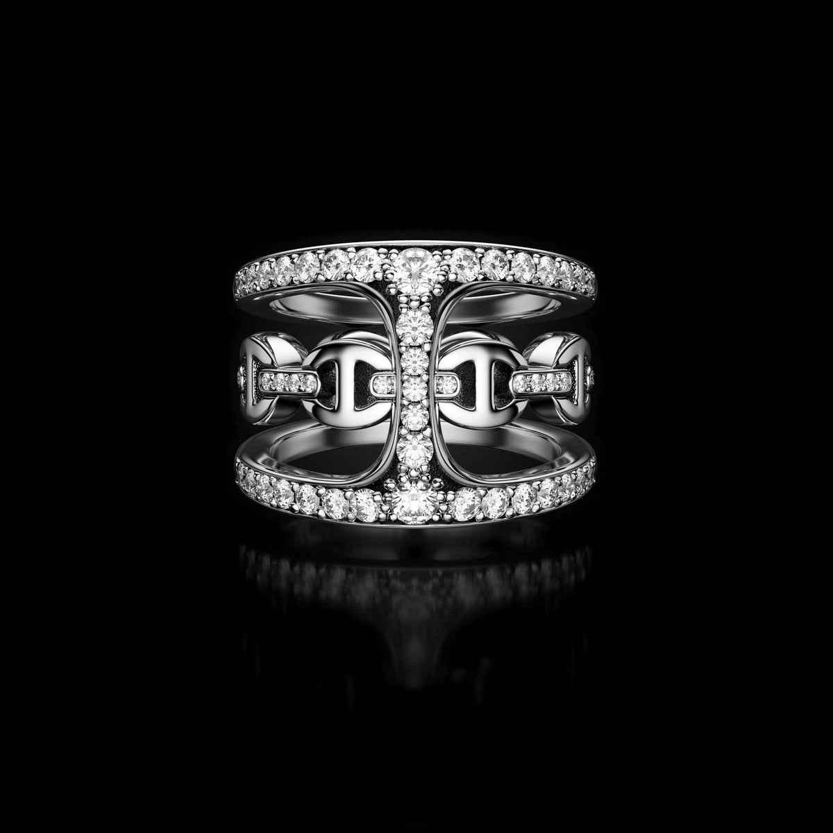 Phantom Clique with Diamonds ring in sterling silver by HOORSENBUHS®