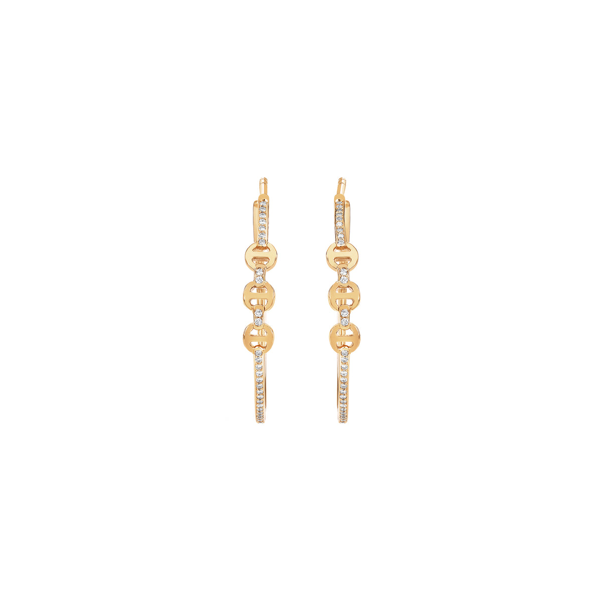 Mini Hoop with Diamond Bridges & Hoops earrings in 18K yellow gold
