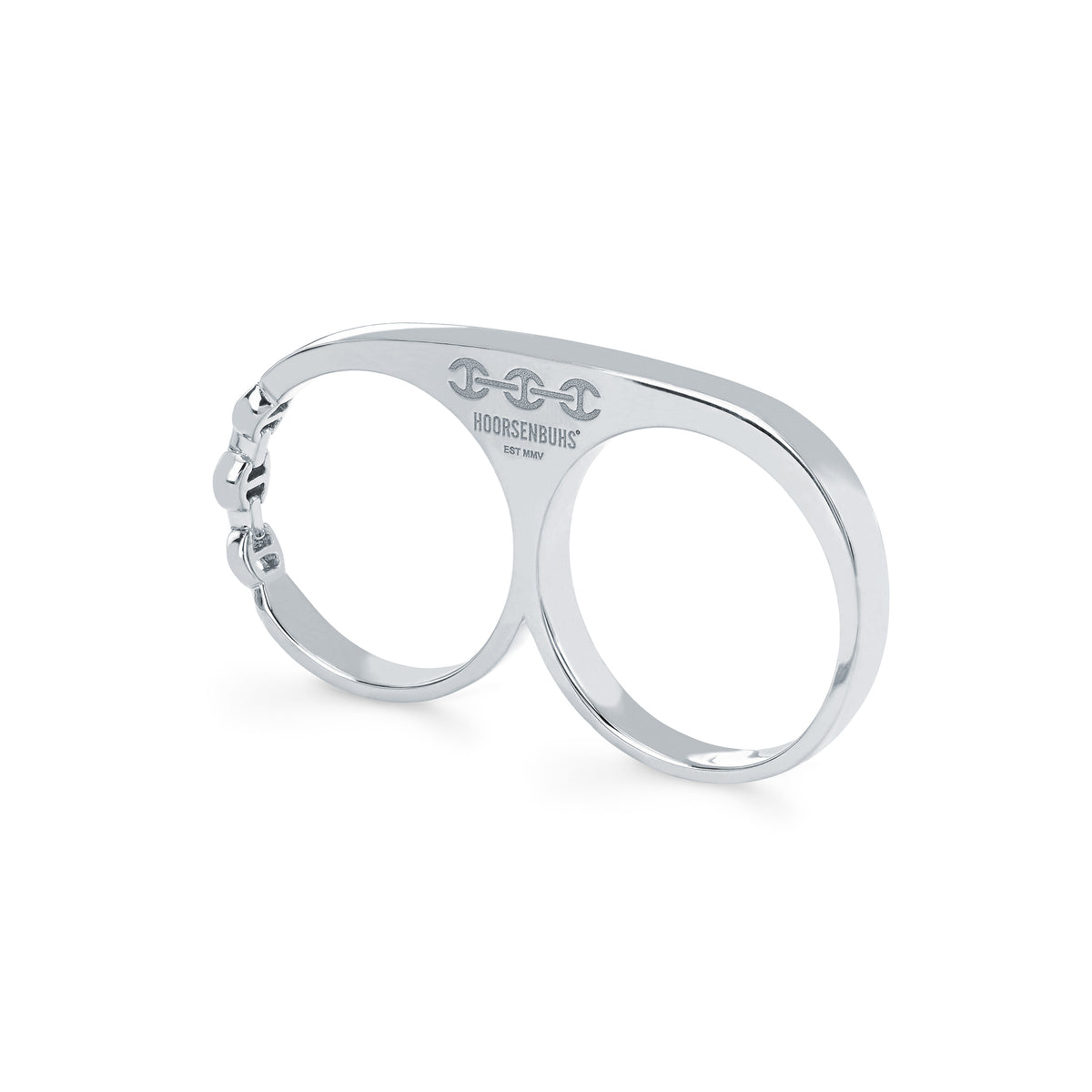 Double Knuckle ring in 18K white gold