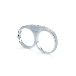 Double Knuckle with Diamonds ring in 18K white gold