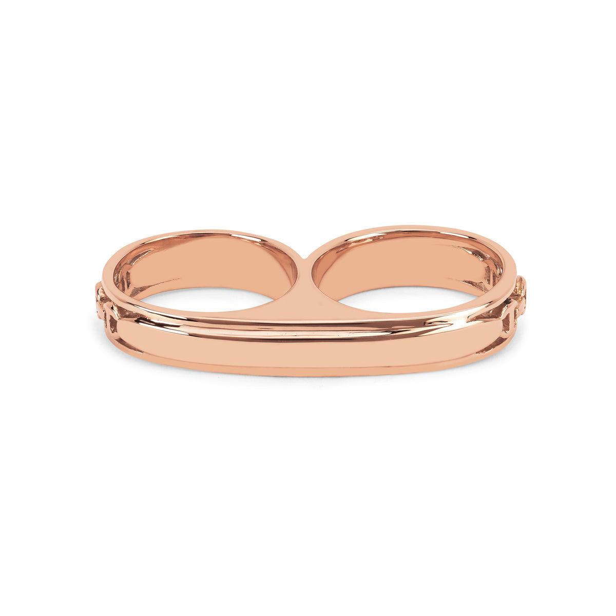 Double Barrel Knuckle ring in 18K rose gold, view 2