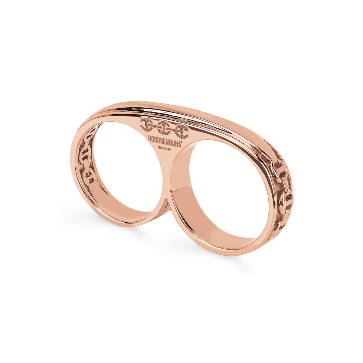 Double Barrel Knuckle ring in 18K rose gold