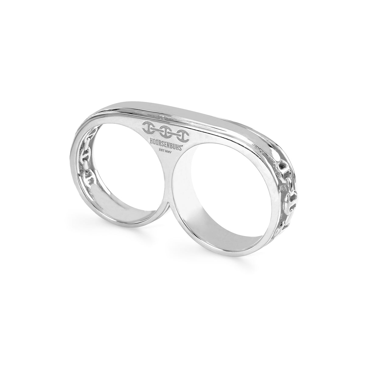 Double Barrel Knuckle ring in sterling silver by HOORSENBUHS®