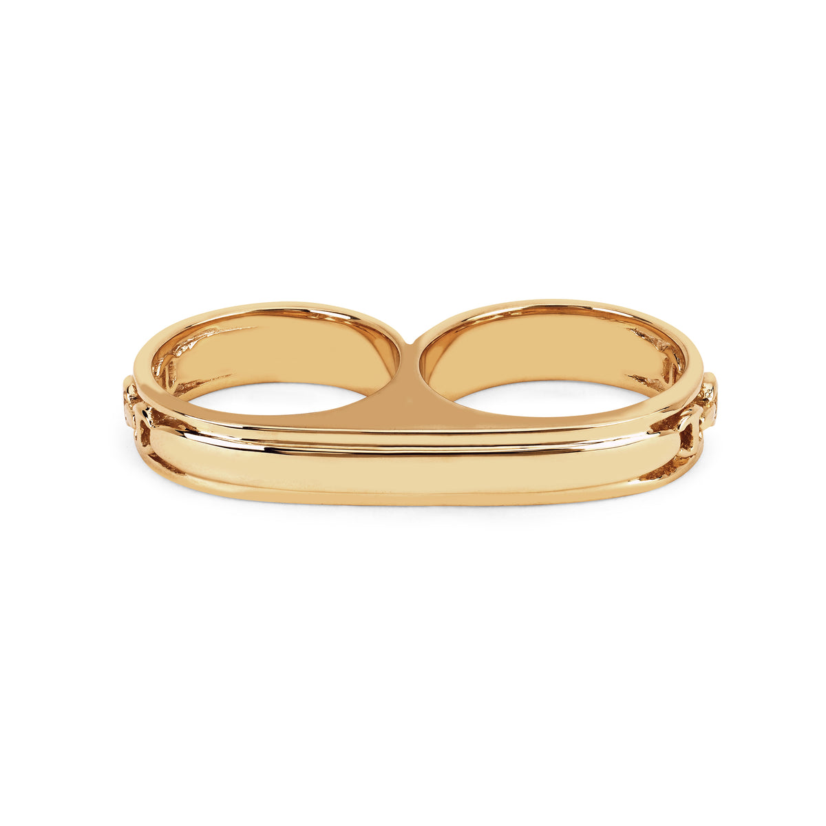 Double Barrel Knuckle ring in 18K yellow gold, view 2