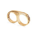 Double Barrel Knuckle ring in 18K yellow gold