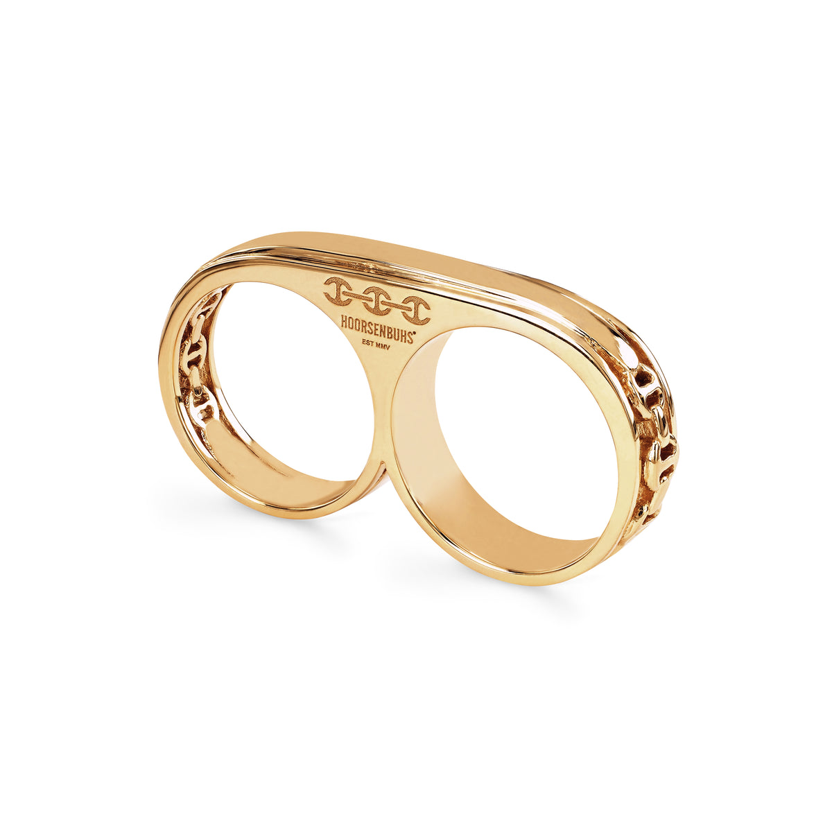 Double Barrel Knuckle ring in 18K yellow gold