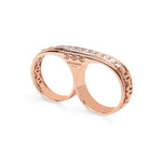 Double Barrel Knuckle with Diamonds ring in 18K rose gold