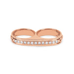 Double Barrel Knuckle with Diamonds ring in 18K rose gold, view 2