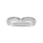 Double Barrel Knuckle with Diamonds ring in sterling silver
