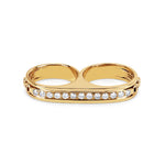 Double Barrel Knuckle with Diamonds ring in 18K yellow gold, view 2