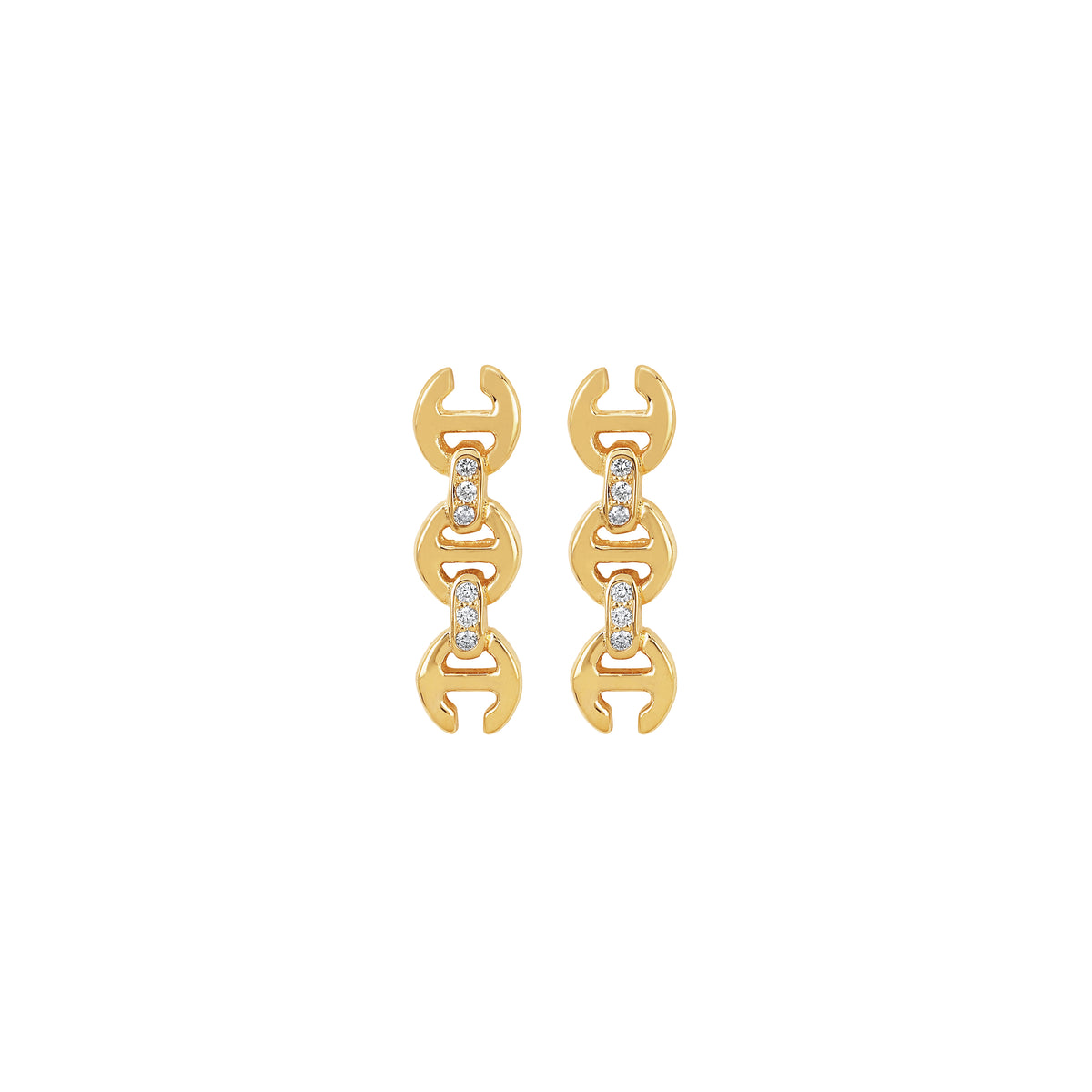 3mm Toggle Studs with Diamonds earrings in 18K yellow gold by HOORSENBUHS®