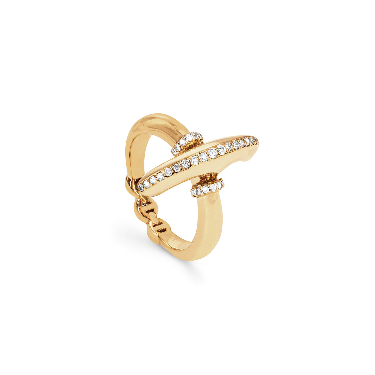 Mini Vin with Diamonds ring in 18K yellow gold