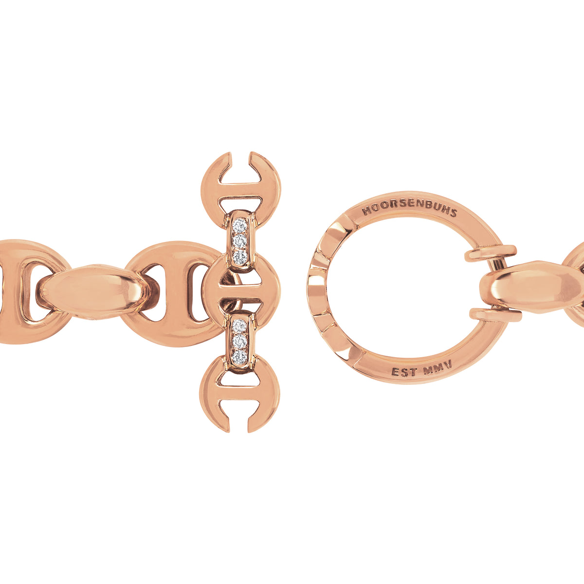 10MM Open-Link™ Bracelet in 18K rose gold, toggle closure detail