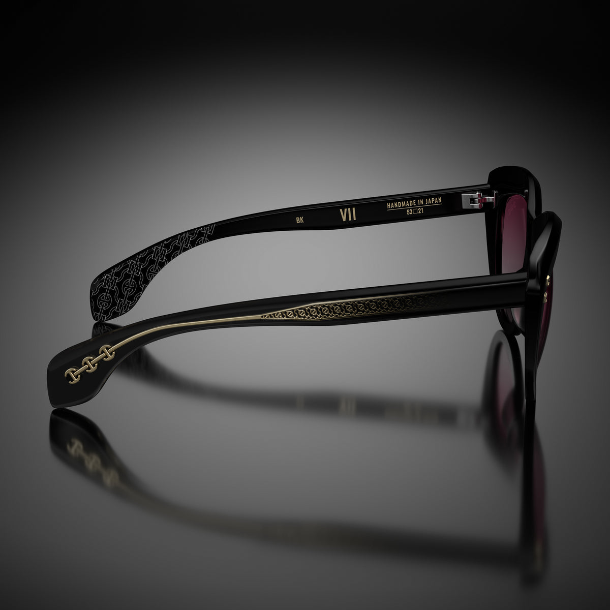 Model VII eyewear in Black, side view
