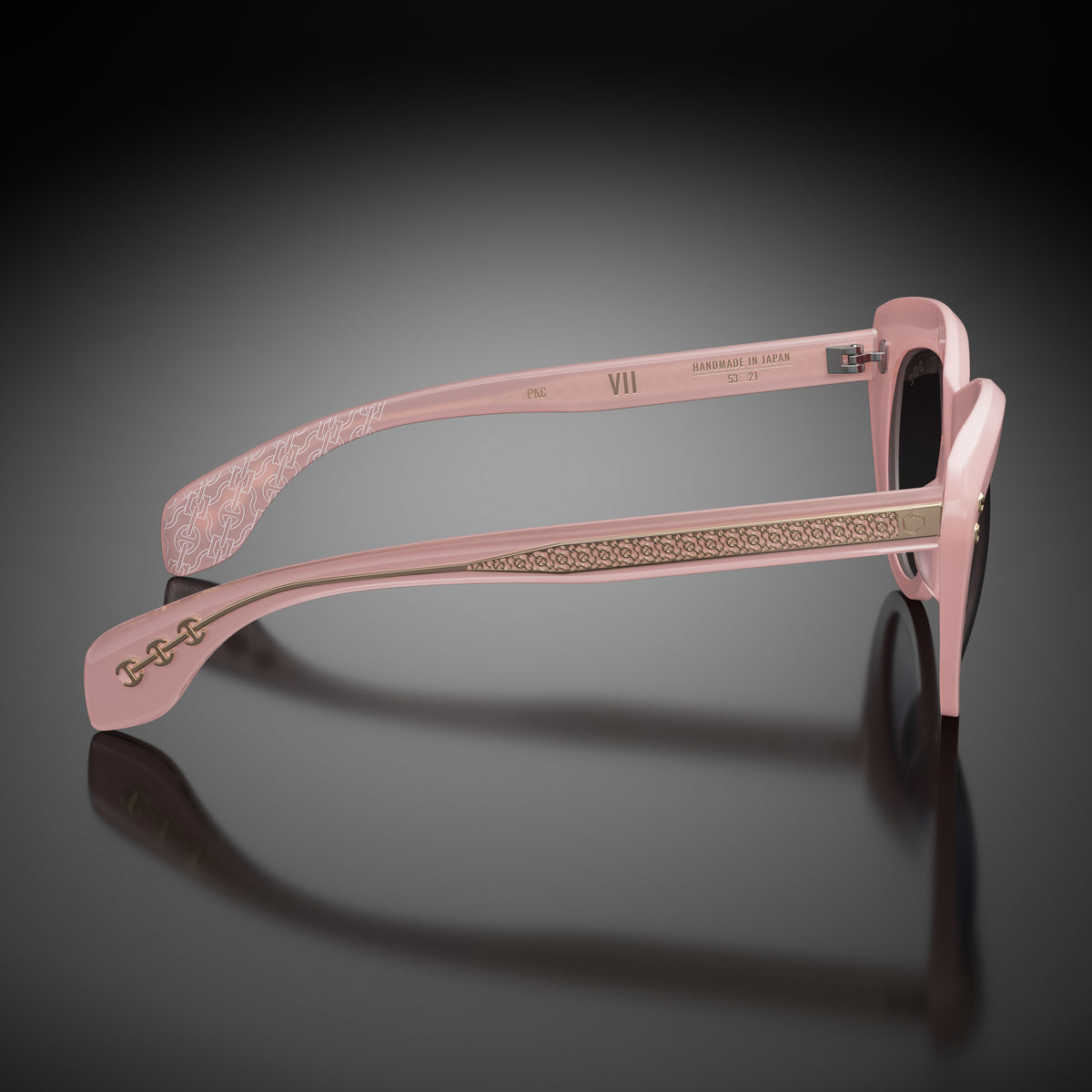 Model VII eyewear in Pink Coral (Smoke), side view