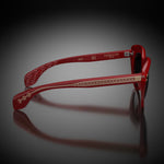 Model VII eyewear in Redlips, side view