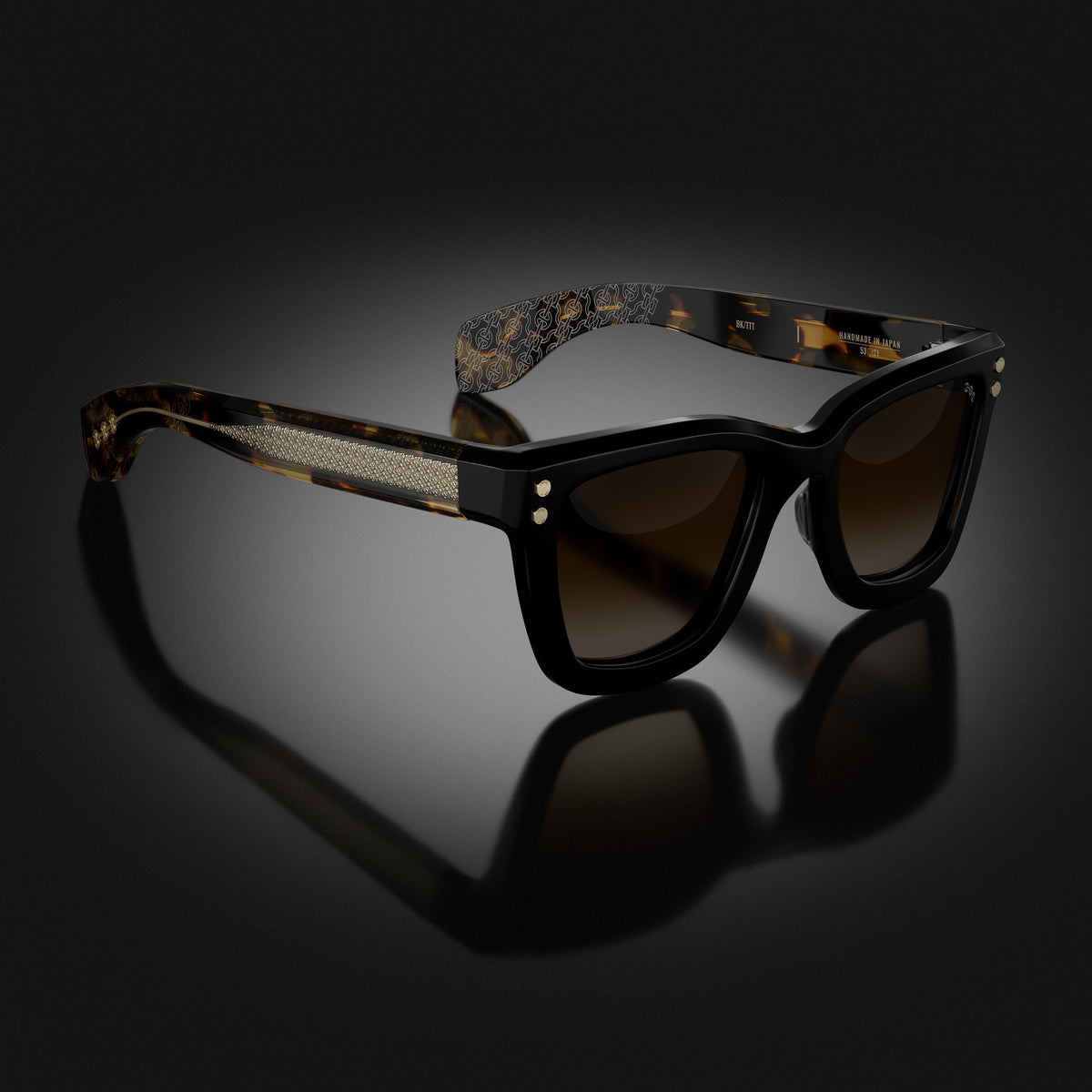 Model I eyewear in Black and Tokyo Tortoise Temples by HOORSENBUHS®