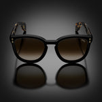 Model II eyewear in Black and Tokyo Tortoise Temples, front view