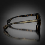 Model II eyewear in Black and Tokyo Tortoise Temples, side view
