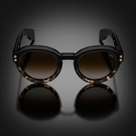 Model III eyewear in Black and Tortoise Fade, front view